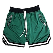 cheap Mens Active Shorts-Men&#039;s Basketball Shorts Gym Shorts Sport Basketball Running Casual Drawstring Elastic Waist Color Block Knee Length Gymnatics Activewear Black White Micro-elastic