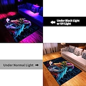 preiswerte Blacklight Teppiche-Schwarzlicht-Teppich, UV-reaktiver, im Dunkeln leuchtender Teppich, Küchenmatte, rutschfeste, ölbeständige Trippy Dragon-Bodenmatte, Wohnzimmerteppich, Innen- und Außenmatte, Schlafzimmerdekoration,