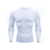preiswerte Aktive T-Shirts und Tanktops für Herren-Herren Fitnessstudio-Shirt Sport-T-Shirt Rundhalsausschnitt Langarm Sport &amp; Natur Fitness Fitnessstudio Weich Glatt Schwarz Weiß Sportkleidung Modisch Sport