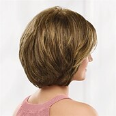 economico parrucca più vecchia-Parrucche sintetiche Riccio Con frangia A macchina Parrucca Corto A1 Capelli sintetici Per donna Soffice Di tendenza Facile da trasportare Marrone