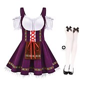 preiswerte Dirndl-Oktoberfest Dirndl Trachtenkleider Strumpf Oktoberfest / Bier Bayerisch Bayerisch Wiesn Traditioneller Stil Wiesn Damen Stoff im traditionellen Stil Hemd Schürze Socken