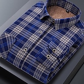 voordelige strijkvrije overhemden voor heren-Voor heren Overhemd Geruit overhemd Shirt met kraag Fleeceshirt Overhemd met knopen Ruitjes Bruiloft Buiten A B C D Lange mouw Strijkijzer Winter Kleding