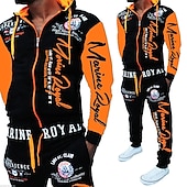 economico tuta e felpa con cappuccio da uomo-Per uomo Tuta Da Ginnastica Con cappuccio Sportivo Giornaliero Per eventi Morbido Color Block Alfabetico Giallo Rosa Rosso Abbigliamento sportivo Streetwear Sport Primavera &amp; Autunno
