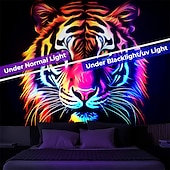 billige Blacklight -billedvev-blacklight billedvev uv reaktiv glød i mørket glød party neon tiger dyr psykedelisk trippy tåkete hengende billedvev veggkunst veggmaleri for stue soverom