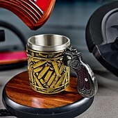 お買い得  ノベルティドリンクウェア-ステンレス鋼弾丸パターンビールジョッキ、鋼弾丸コーヒーマグピストル形状ハンドルコーヒーマグボーイフレンド、父親、クリスマスクリスマスギフト用