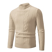 cheap Men&#039;s Pullover Sweater-Men&#039;s Pullover Sweater Jumper Knit Sweater Ribbed Cable Knit Regular Knitted Plain Crew Neck Keep Warm Modern Contemporary Daily Wear Going out Clothing Apparel Fall Winter Black Red S M L