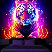 billige Blacklight -billedvev-blacklight billedvev uv reaktiv glød i mørket glød party neon tiger dyr psykedelisk trippy tåkete hengende billedvev veggkunst veggmaleri for stue soverom