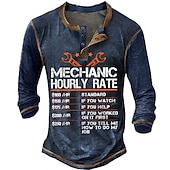 cheap Funny Words-Men&#039;s Graphic Letter I Fix Stuff Henley Shirt Tee Long Sleeve 3D Print Fashion Designer Comfort Casual Daily Wear Going out Spring &amp;  Fall 1 2 3 Black Navy Blue Henley Henley T-Shirt