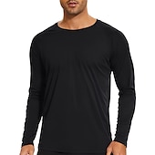 preiswerte Aktive T-Shirts und Tanktops für Herren-Herren Sonnenschutz-T-Shirts Langarmshirt Rundhalsausschnitt Langarm Urlaub Sport &amp; Outdoor Ausgehen Alltagstauglich Schnelltrocknend UPF 50+ Schweißableitend Atmungsaktiv Einfach Schwarz Weiß