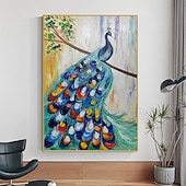 preiswerte Tiergemälde-Mintura handgefertigte abstrakte Tier-Pfau-Ölgemälde auf Leinwand, Wandkunst, Dekoration, modernes Bild für Heimdekoration, gerolltes, rahmenloses, ungedehntes Gemälde