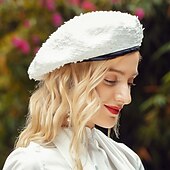 abordables Chapeaux de fête-Chapeaux béret en fibre de coton, chapeau souple pour mariage, décontracté, élégant, avec couleur pure, couvre-chef