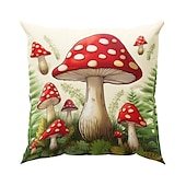 cheap Floral &amp; Plants Style-1PC Mushroom Double Double Side Pillow Cover Soft Decorative Square Cushion Case Pillowcase for Bedroom Livingroom Sofa Couch Chair
