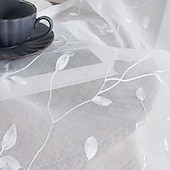 abordables Voilages-Rideau semi-transparent blanc brodé de feuilles, ensemble de rideaux à passe-tringle, panneau de fenêtre, drapé pour chambre de fille/chambre d&#039;enfant/crèche/salon 1 panneau