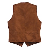 abordables Gilets-Homme Gilet en daim Usage quotidien Vacances Sortie Style vintage Chic et moderne Printemps &amp; Automne Bouton Polyester Confortable Plein Boutonnage Simple Col V Standard Noir Marron Café Gris Gilet