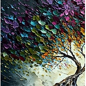 cheap Floral/Botanical Paintings-Handmade Oil Painting Canvas Wall Art Decor Original life Tree Abstract Landscape Painting for Home Decor With Stretched Frame/Without Inner Frame Painting