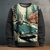 billiga 3D-tröjor för män-Herr Grafisk Bilar Tröjor Pullover-tröja Långärmad Tröja Rund hals Mode Dagligen Ledigt 3D-tryck Semester Helgdag Utekväll Mönster Vår &amp; Höst