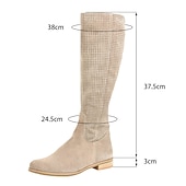cheap Cowboy &amp; Western Boots-Women&#039;s Perforated Suede Knee-High Boots with Zipper - Stylish and Breathable Footwear for Casual Outings and Spring Fashion