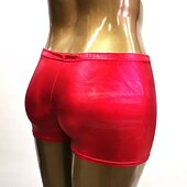 tanie Statki-Metaliczne Lata 80 Błyszczący patent na lateks Krótkie spodnie Skóra PU Bodycon Jednokolorowe Strój na bal maskowy Damskie Bal maskowy Impreza Wieczór panieński Parada równości Dla dorosłych Szorty