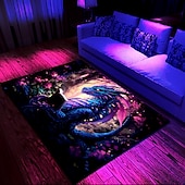 preiswerte Blacklight Teppiche-Schwarzlicht-Teppich, UV-reaktiver, im Dunkeln leuchtender Teppich, Küchenmatte, rutschfeste, ölbeständige Trippy Dragon-Bodenmatte, Wohnzimmerteppich, Innen- und Außenmatte, Schlafzimmerdekoration,
