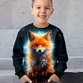 levne 3D zvířata pro chlapce-Chlapecké 3D Liška Mikina Pullover Dlouhý rukáv 3D tisk Jaro Podzim Módní Šik ven Chladný Polyester Děti 3-12 let Tričkový Venkovní Ležérní Denní Běžný