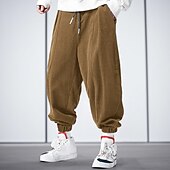 cheap Sweatpants-Men&#039;s Sweatpants Joggers Corduroy Pants Trousers Drawstring Elastic Waist Elastic Cuff Plain Comfort Breathable Casual Daily Holiday Sports Fashion Black Blue