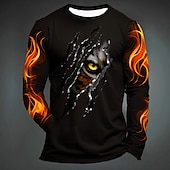 abordables hueso del cráneo-Hombre Graphic Fuego Pata Camiseta Manga Larga Camiseta Impresión 3D Cuello Barco Camisa Moda Design Casual Deporte Festivos Noche Negro Amarillo Verde Oscuro Primavera &amp; Otoño Ropa S M L XL 2XL 3XL