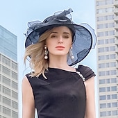 baratos Chapéus de Festa-Chapéus de seda gelo bowler/cloche chapéu de sol casual chá festa elegante simples romântico com emenda headpiece headwear