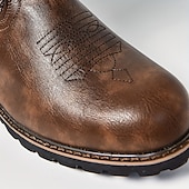 abordables Cowboy y botas occidentales-Hombre Botas Botas cowboy Vintage Clásico Exterior PU Color de árbol grande Marrón Invierno