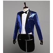 cheap Outfits-Retro Vintage Disco 1980s Tuxedo Suits &amp; Blazers Tailcoat Disco Sequins Men&#039;s Masquerade Party / Evening Pride Parade Pride Month Adults&#039; Coat