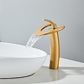 cheap Bathroom Sink Faucets-Bathroom Sink Faucet - Waterfall Chrome / Nickel Brushed / Electroplated Centerset Single Handle One HoleBath Taps