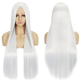 levne Párty paruky-Syntetická paruka Rovná střední část Strojně vyrobená paruka Dlouhá A1 A2 A3 A4 A5 Syntetické vlasy Ženské Cosplay Měkká párty blond růžová červená Halloween paruky