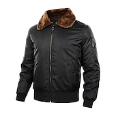 abordables veste de sport-Homme Manteau d&#039;hiver Bomber Veste Blouson Veste décontractée Extérieur Usage quotidien Chaud Poche Automne Hiver Plein Mode Vêtement de rue Revers Normal Noir Bleu Roi Vert Véronèse Veste