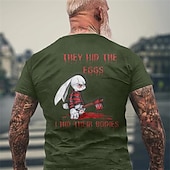 abordables T-shirt graphique pour hommes-Ils ont caché les œufs j&#039;ai caché leurs corps T-shirt graphique pour hommes humoristique sombre avec un lapin creepy à la hache