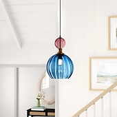 cheap Island Lights-Nordic Style Glass Pendant Lamp, Creative Colored Glass Hanging Lamp Lampshade, Flush Mount Ceiling Chandelier, E27 Screw Single Pendant Light, Cafe Decoration Lighting Fixtures 110-240V