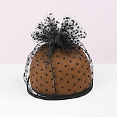 economico Cappelli per feste-cappelli cappello da sole in fibra cappello da velo casual vacanza semplice retrò con copricapo in tulle a pois