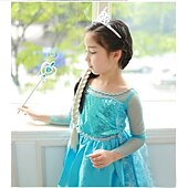 preiswerte Märchen-Motto-Kleider-kinderkleidung Mädchen Kleid Einfarbig Langarm Leistung Party Prinzessin Schön Polyester Maxi A Linie Kleid Herbst Winter 3-10 Jahre Leicht Blau