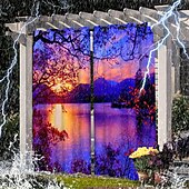 baratos Cortinas à prova d&#039;água-cortinas externas para pátio à prova d&#039;água, cortinas superiores com ilhós com padrão de paisagem do pôr do sol para pérgula/gazebo/varanda/cabana/deck/piscina, 1 painel
