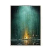 זול ציורים אבסטרקטיים-ציור שמן בעבודת יד קנבס אמנות קיר קישוט עכשווי ירוק מופשט קרן תקווה לעיצוב הבית מגולגל ללא מסגרת ציור לא מתוח