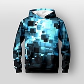 billiga Pojkens 3D Vision &amp; Geometri-Pojkar 3D Geometrisk Huvtröja Pullover Långärmad 3D-tryck Vår Höst Mode Streetwear Häftig Barn 3-12 år Huva Utomhus Ledigt Dagligen Normal