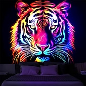 billige Blacklight -billedvev-blacklight billedvev uv reaktiv glød i mørket glød party neon tiger dyr psykedelisk trippy tåkete hengende billedvev veggkunst veggmaleri for stue soverom