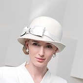olcso Partikalapok-kalapok 100% gyapjú kalap fedora sapka esküvő ünnep elegáns esküvő csípős toldású fejfedővel