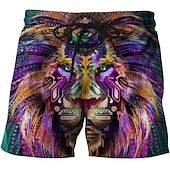 Men's Lion Swim Trunks Swim Shorts Board Shorts Mid Waist Hawaiian Casual Holiday Beach Drawstring with Mesh lining Elastic Waist Designer Clothing Apparel4