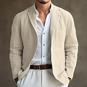 cheap Men&#039;s Blazers-Men&#039;s Graduation Blazer Formal Evening Wedding Party Party &amp; Evening Pocket Fashion Casual Spring &amp;  Fall Polyester Plain Pocket Casual / Daily Single Breasted Blazer Black White Blue khaki