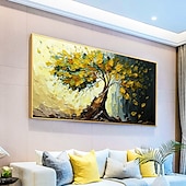cheap Floral/Botanical Paintings-Handmade Oil Painting Canvas Wall Art Decor Original life Tree Abstract Landscape Painting for Home Decor With Stretched Frame/Without Inner Frame Painting
