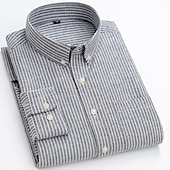 preiswerte Oxford-Hemden für Herren-Herren Hemd Oberhemd Gestreiftes Hemd Oxford Hemd Streifen Büro &amp; Karriere Hochzeitsfeier Rote Blau Grau Langarm Umlegekragen Frühling &amp; Herbst Bekleidung Vordertasche