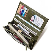 billiga Plånböcker-vintage rfid-blockerande plånbok i läder för kvinnor - koppling med flera fack med kortplatser, myntficka och ID-fönster för vardags- och reseanvändning