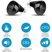 abordables Dispositivos electrónicos de cuidado personal-Audífono ITE invisible recargable - Amplificador de sonido digital mini con tono ajustable para ancianos apoyo para pérdida auditiva