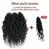 cheap Crochet Hair-Faux Locs Crochet Hair For Black Women Soft Locs 24 Inch Goddess Crochet Hair Curly Ends Dreadlocks Boho Style Synthetic Braiding Hair Extensions