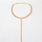 voordelige Accessoires en meer-Choker ketting Lichaamsketting Цепочка для тела Elegant en luxueus Glitter Sexy Strass Legering Voor Schijf Cosplay Carnaval Dames Kostuum juwelen Mode-sieraden
