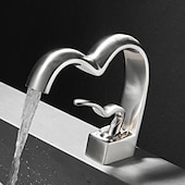 Недорогие Смесители для раковины в ванной-Ванная раковина кран - Водопад Электропокрытие По центру Одной ручкой одно отверстиеBath Taps